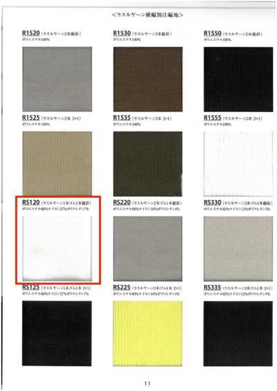 RS120 Rib Luster Yarn, Single Elastic, Full Needle, 60 Cm Width