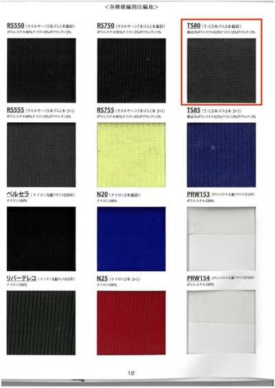 TS80 Rib Knit T/C 5-Rib 2-Ply Full Needle 60cm Width