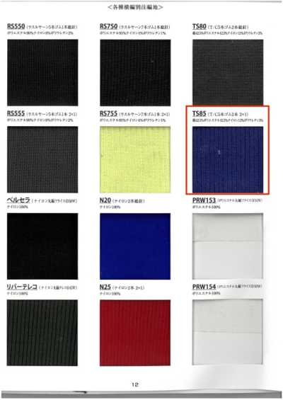 TS85 Rib T/C 5-strand Elastic, 2-ply 2x1, 60 Cm Width