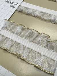 HW-3038 Organza Double Ruffle With Gold Glitter And Stretch Tape[Ribbon Tape Cord] No Name Sub Photo