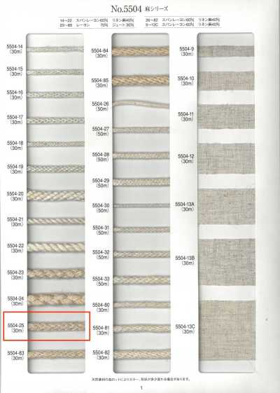 5504-25 Linen Series Round Cord, 8-Strand