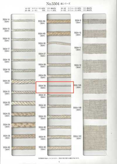 5504-30 Linen Series Round Cord, 8-Strand Braid