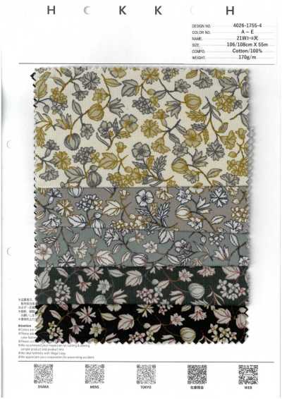 4026-1755-4 21W Corduroy Sarasa Small Floral
