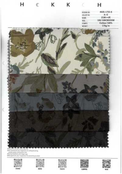 4026-1755-6 21W Corduroy Overdyed Floral