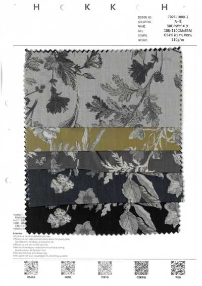 7026-1800-1 50 CRW Viyella Botanical Floral Pattern