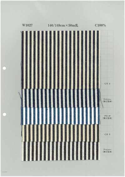 W1027 Cotton Bold Stripe Hickory Denim 7oz