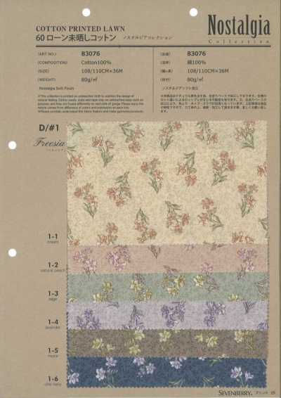 83076 60 Lawn Unbleached Cotton Nostalgia Collection Freesia