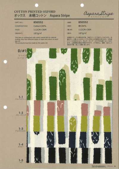 850552 Oxford Unbleached Cotton Aspara Stripe