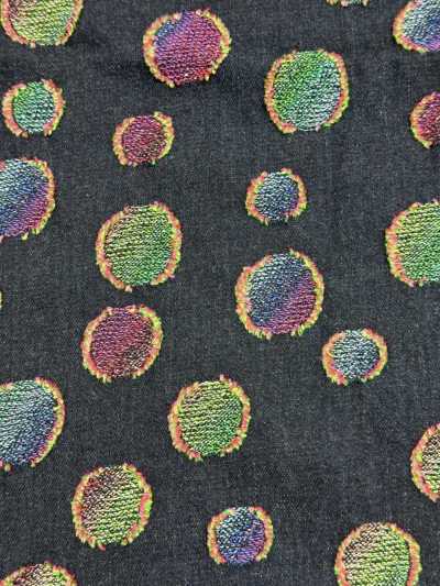 FY1589-IDC20CUT Colorful Dotted Cut Jacquard Denim