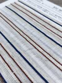 KYC667-55-1 Cotton Rayon Linen Dobby Multi Horizontal Stripes[Textile / Fabric] Uni Textile (Komon Kobo) Additional Images