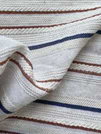 KYC667-55-1 Cotton Rayon Linen Dobby Multi Horizontal Stripes[Textile / Fabric] Uni Textile (Komon Kobo) Additional Images