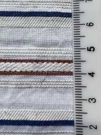 KYC667-55-1 Cotton Rayon Linen Dobby Multi Horizontal Stripes[Textile / Fabric] Uni Textile (Komon Kobo) Additional Images