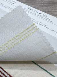 KYC-671-W-1 Cotton Rayon Linen Dobby Multi Horizontal Stripes Wide Width[Textile / Fabric] Uni Textile (Komon Kobo) Additional Images