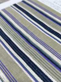 KYC673-W-1 Cotton Rayon Linen Dobby Multi Horizontal Stripes Wide Width[Textile / Fabric] Uni Textile (Komon Kobo) Additional Images