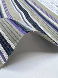 KYC673-W-1 Cotton Rayon Linen Dobby Multi Horizontal Stripes Wide Width[Textile / Fabric] Uni Textile (Komon Kobo) Additional Images
