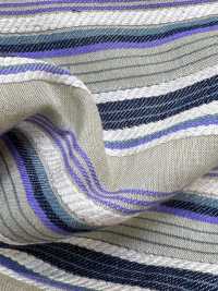 KYC673-W-1 Cotton Rayon Linen Dobby Multi Horizontal Stripes Wide Width[Textile / Fabric] Uni Textile (Komon Kobo) Additional Images