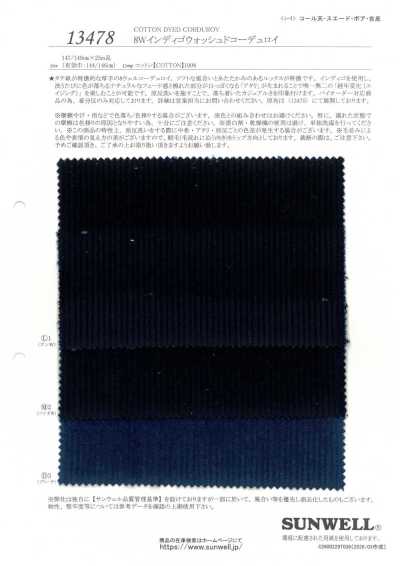 13478 8W Indigo Washed Corduroy
