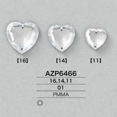 AZP6466 Acrylic Resin Sew-On Heart Part