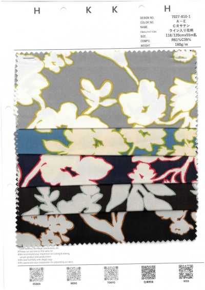 7027-810-1 CR Satin Floral With Stripes