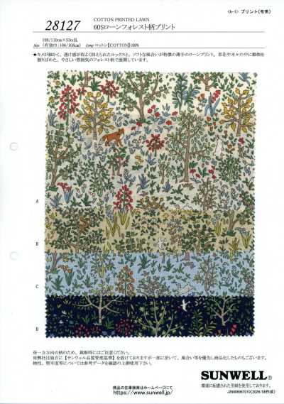 28127 60 Single-Yarn Lawn Forest Print