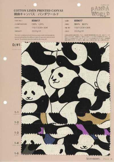 850617 Cotton Linen Canvas Panda World