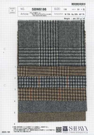 SBW8186 Alpaca-blend Wool Glen Check/windowpane/herringbone