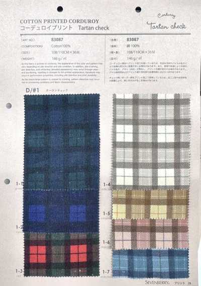 83087 21-wale Corduroy Tartan Check