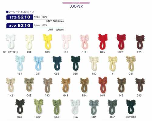 172-5210 Button Loop Wooly Nylon Type Standard Size (500 Pieces) 18mm X 10mm