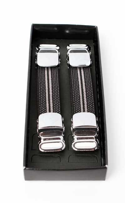 AB-10-Y Striped Sleeve Garter, Yoke Hanger Type (Sleeve Clamping Type)
