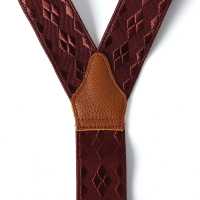 AT-2277-WI ALBERT THURSTON Suspenders Wine Red Diamond Pattern 35mm Elastic (Elastic Band)[Formal Accessories] ALBERT THURSTON Sub Photo