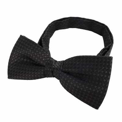 BF-986 Pique Pattern Bow Tie Black Silk Made In Japan