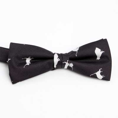BF-CAT-BK Silk-printed Bow Tie, Cat Motif, Black