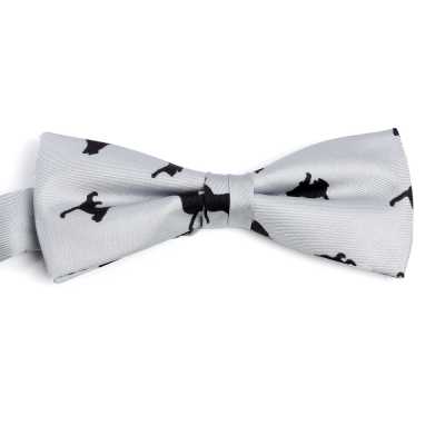 BF-CAT-GR Silk-print Bow Tie, Cat Motif, Gray