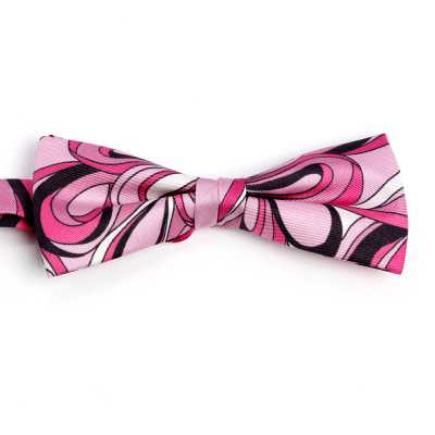 BF-GEO-PI Silk Print Bow Tie Geometry Pink