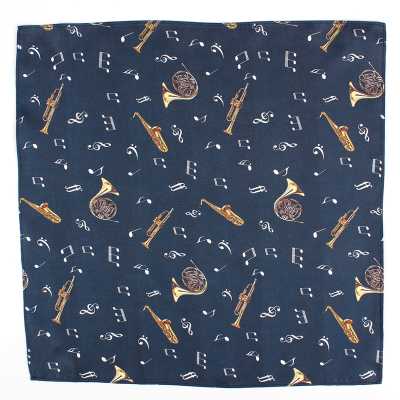 CF-JAZZ-NV Silk Print Pocket Square Jazz Navy Blue