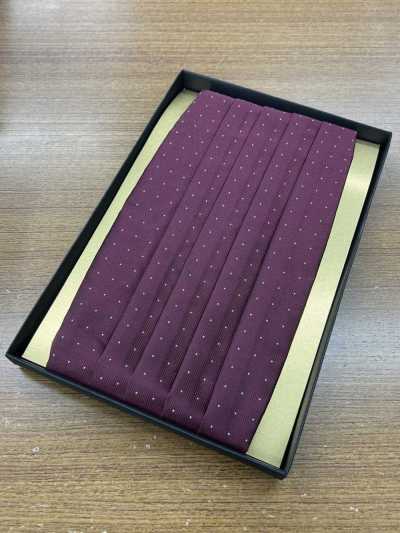 CM-922 Silk Cummerbund With Burgundy Dot Pattern