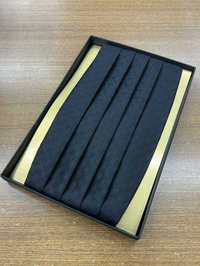 CM-960 Silk Cummerbund, Black Woven Pattern