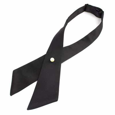 CT-106 Black Cross Tie, Silk-Faced