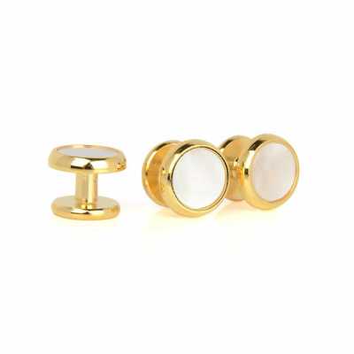 F-3-S Stud Button Mother-of-Pearl Gold Round