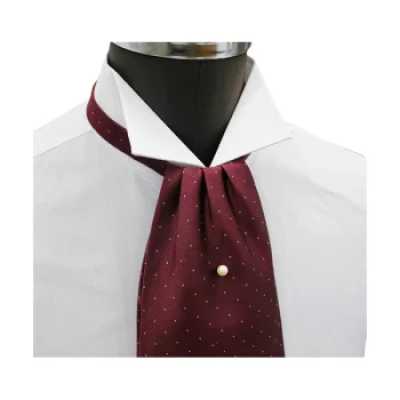 FAS-922 Ascot Tie, Burgundy With White Pin Dots