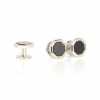 G-1-S Stud Button Onyx Silver Octagon