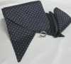 MS-301 Scarf Tie And Handkerchief Set, Navy, Polka Dot Pattern