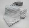 MS-403 Hand-tied Ascot Tie And Handkerchief Set, Light Grey
