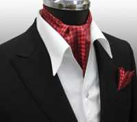 MS-5006 Hand-tied Ascot Tie And Handkerchief Set, Red Check[Formal Accessories] Yamamoto(EXCY) Sub Photo