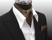 MS-5008 Hand-tied Ascot Tie And Handkerchief Set, Brown Check[Formal Accessories] Yamamoto(EXCY) Sub Photo