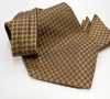 MS-5008 Hand-tied Ascot Tie And Handkerchief Set, Brown Check