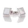 P-3 Pure Silver Formal Cufflinks, Mother Of Pearl Shell Silver Square Shape