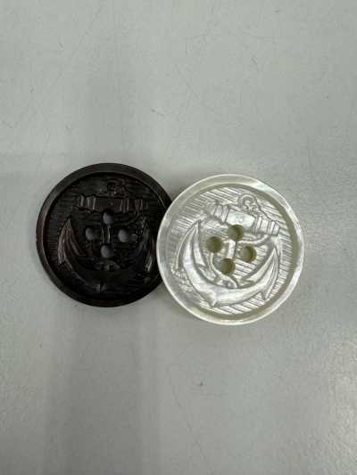 SL-15-4H Japan-made Natural Shell Buttons For Suits And Jackets, Anchor Pattern
