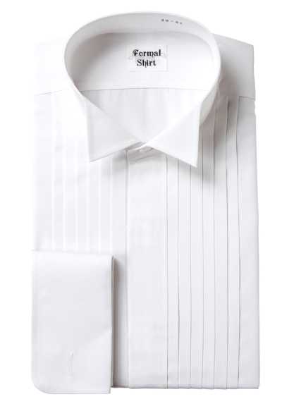 ST-1000 Tuxedo Formal Shirt, Wing Collar Shirt, Pleated Front, Concealed Placket, White