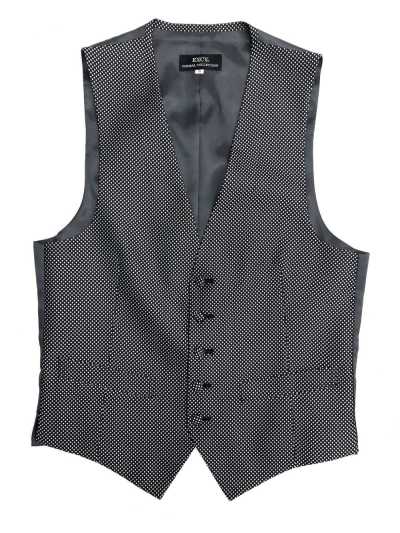 Formal Vest Silk Jacquard Check Navy Blue